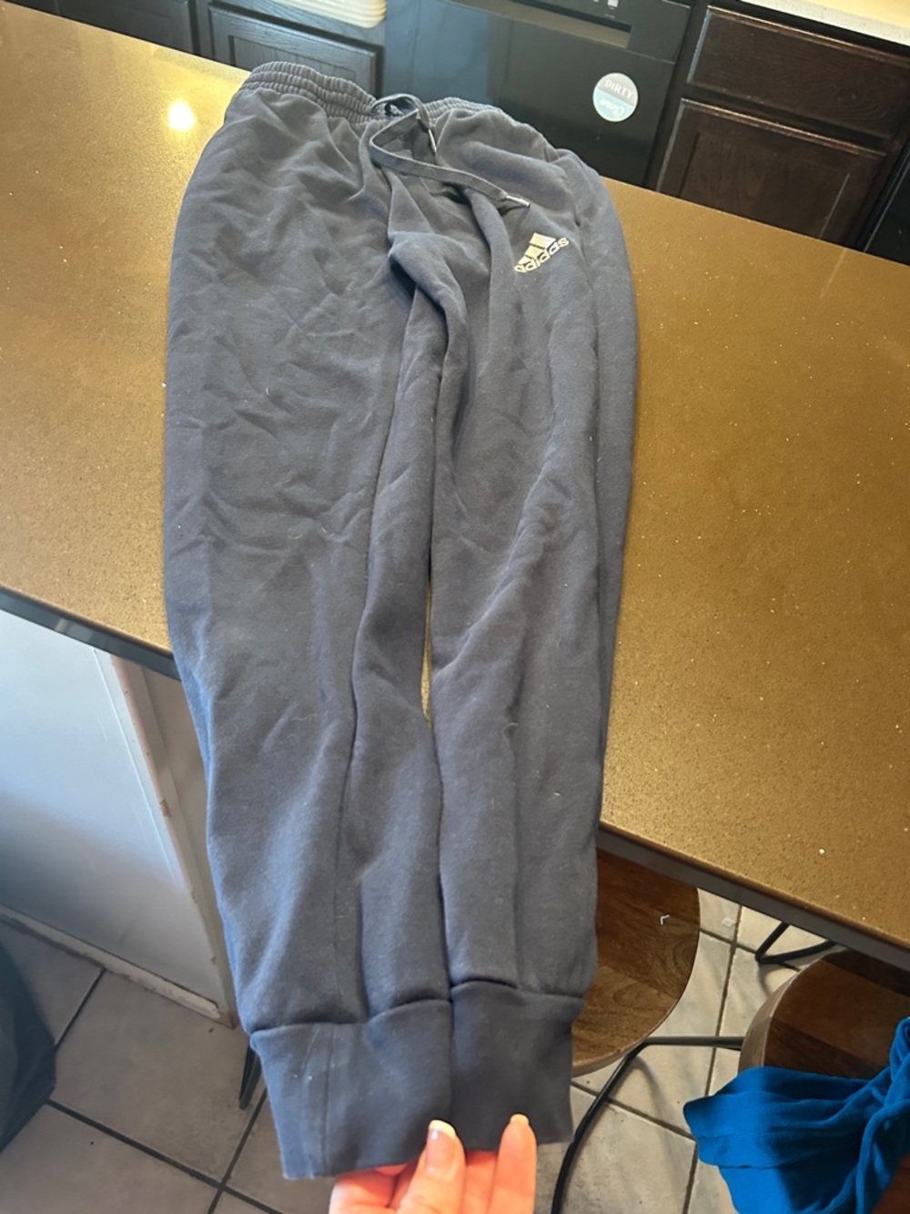 adidas Kids Dark Blue Fleece Joggers with Logo
